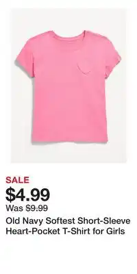 Old Navy Old Navy Softest Short-Sleeve Heart-Pocket T-Shirt for Girls offer
