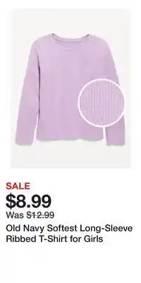 Old Navy Old Navy Softest Long-Sleeve Ribbed T-Shirt for Girls offer