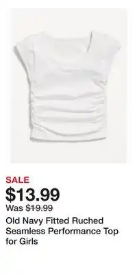 Old Navy Old Navy Fitted Ruched Seamless Performance Top for Girls offer