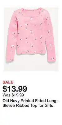 Old Navy Old Navy Printed Fitted Long-Sleeve Ribbed Top for Girls offer