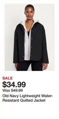 Old Navy Old Navy Lightweight Water-Resistant Quilted Jacket offer