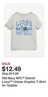 Old Navy Old Navy NFL Detroit Lions Unisex Graphic T-Shirt for Toddler offer