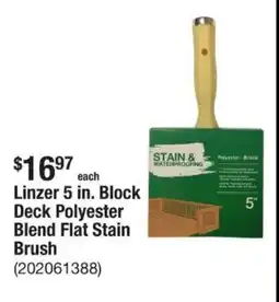 The Home Depot Linzer Block Deck Polyester Blend Flat Stain Brush offer