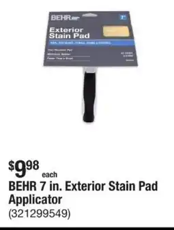 The Home Depot BEHR exterior stain pad applicator offer