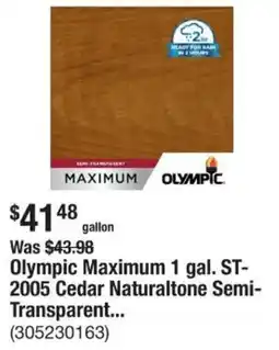 The Home Depot Olympic Maximum ST- 2005 Cedar Naturaltone Semi- Transparent... offer