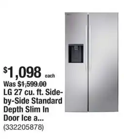 The Home Depot LG 27 cu. ft. Side- by-Side Standard Depth Slim In Door Ice a... offer