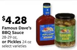 Fareway Famous Dave's BBQ Sauce or Pickles offer