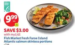 Lidl Fish Market fresh Faroe Island Atlantic salmon skinless portions offer