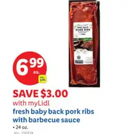 Lidl fresh baby back pork ribs with barbecue sauce offer