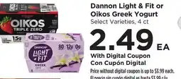 Food 4 Less Dannon Light & Fit or Oikos Greek Yogurt offer