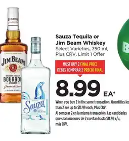 Food 4 Less Sauza Tequila or Jim Beam Whiskey offer