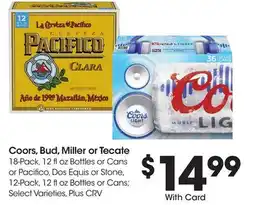 Ralphs Coors, Bud, Miller or Tecate offer