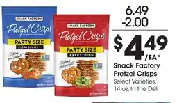 Ralphs Snack Factory Pretzel Crisps offer