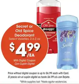 Ralphs Secret or Old Spice Deodorant offer