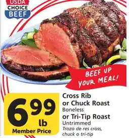 Vons Cross Rib or Chuck Roast Boneless or Tri-Tip Roast Untrimmed offer