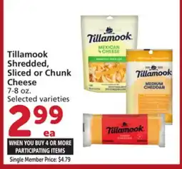 Vons Tillamook Shredded, Sliced or Chunk Cheese offer