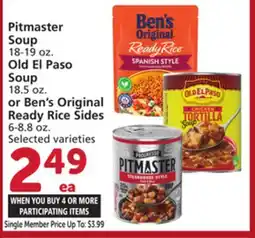 Vons Pitmaster Soup 18-19 oz. Old El Paso Soup 18.5 oz. or Ben's Original Ready Rice Sides 6-8.8 oz offer