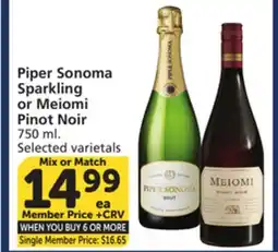 Vons Piper Sonoma Sparkling or Meiomi Pinot Noir offer