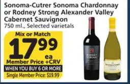 Vons Sonoma-Cutrer Sonoma Chardonnay or Rodney Strong Alexander Valley Cabernet Sauvignon offer