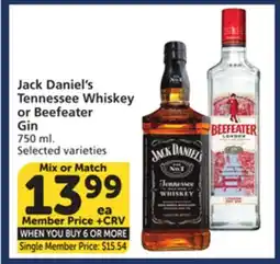 Vons Jack Daniel's Tennessee Whiskey or Beefeater Gin offer