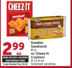 Vons Keebler Sandwich 8 ct. or Cheez-It Crackers 9-12.4 oz offer