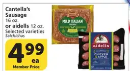 Vons Cantella's Sausage 16 oz. or aidells 12 oz offer