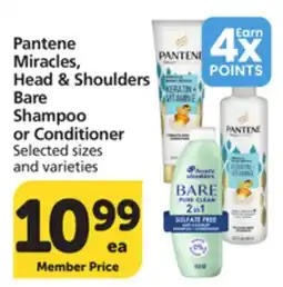 Vons Pantene Miracles, Head & Shoulders Bare Shampoo or Conditioner offer