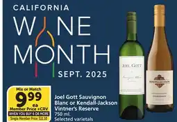 Vons Joel Gott Sauvignon Blanc or Kendall-Jackson Vintner's Reserve offer