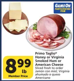 Vons Primo Taglio Honey or Virginia Smoked Ham or American Cheese offer