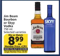 Vons Jim Beam Bourbon or Skyy Vodka offer