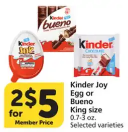 Vons Kinder Joy Egg or Bueno King size offer