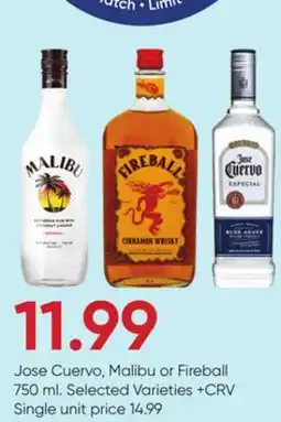 Stater Bros Jose Cuervo, Malibu or Fireball offer
