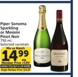 Albertsons Piper Sonoma Sparkling or Meiomi Pinot Noir offer