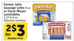 Albertsons Farmer John Sausage Links 8 oz. or Oscar Mayer Lunchables 2.27-4.4 oz offer