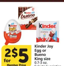 Albertsons Kinder Joy Egg or Bueno King size offer