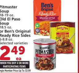 Albertsons Pitmaster Soup 18-19 oz. Old El Paso Soup 18.5 oz. or Ben's Original Ready Rice Sides 6-8.8 oz offer