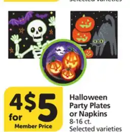 Albertsons Halloween Party Plates or Napkins offer