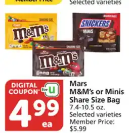 Albertsons Mars M & M' s or Minis Share Size Bag offer