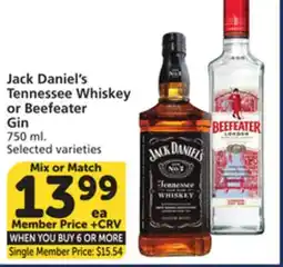 Albertsons Jack Daniel's Tennessee Whiskey or Beefeater Gin offer
