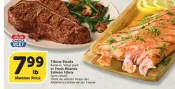 Albertsons T-Bone Steaks Bone-in, Value pack or Fresh Atlantic Salmon Fillets Farm raised offer