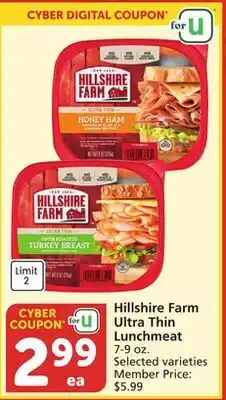 Albertsons Hillshire Farm Ultra Thin Lunchmeat offer