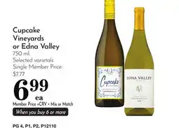 Pavilions Cupcake Vineyards or Edna Valley offer