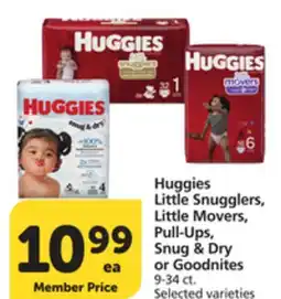 Pavilions Huggies Little Snugglers, Little Movers, Pull-Ups, Snug & Dry or Goodnites offer