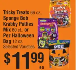 Smart & Final Tricky Treats, Sponge Bob Krabby Patties Mix, or Pez Halloween Bag offer