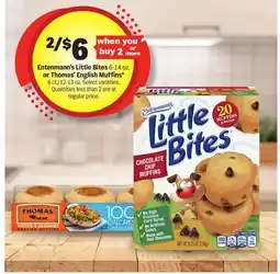 Meijer Entenmann's Little Bites 6-14 oz. or Thomas' English Muffins 6 ct./12-13 oz offer