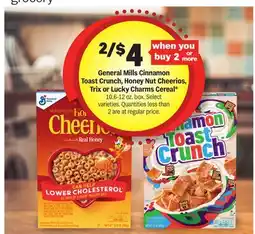Meijer General Mills Cinnamon Toast Crunch, Honey Nut Cheerios, Trix or Lucky Charms Cereal offer
