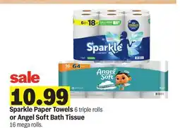 Meijer Sparkle Paper Towels 6 triple rolls or Angel Soft Bath Tissue 16 mega rolls offer