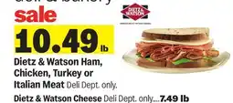 Meijer Dietz & Watson Ham, Chicken, Turkey or Italian Meat offer