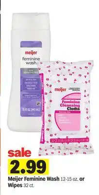 Meijer Meijer Feminine Wash 12-15 oz. or Wipes 32 ct offer