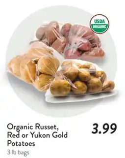 Fresh Thyme Organic Russet, Red or Yukon Gold Potatoes offer